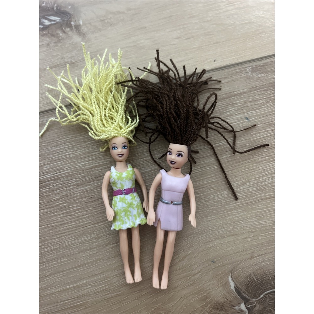 Polly Pocket Vintage Dolls Brunette Blonde Dreadlocks Set Of 2‎